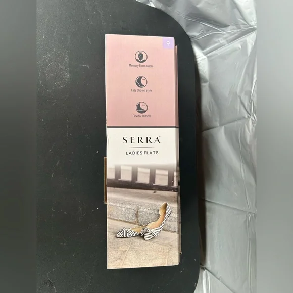 Serra Black and White Striped Flats with Bow - Picture 9 of 10